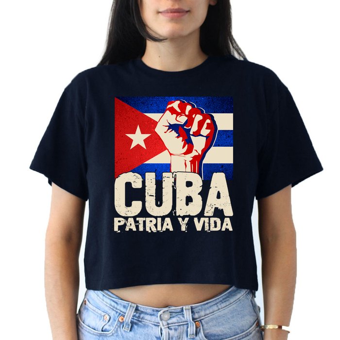 Cuba Patria Y Vida Cuban Flag Protest Fist Crop Top