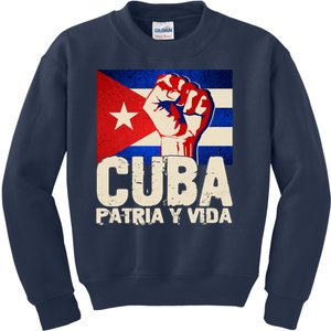 Cuba Patria Y Vida Cuban Flag Protest Fist Kids Sweatshirt