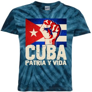 Cuba Patria Y Vida Cuban Flag Protest Fist Kids Tie-Dye T-Shirt