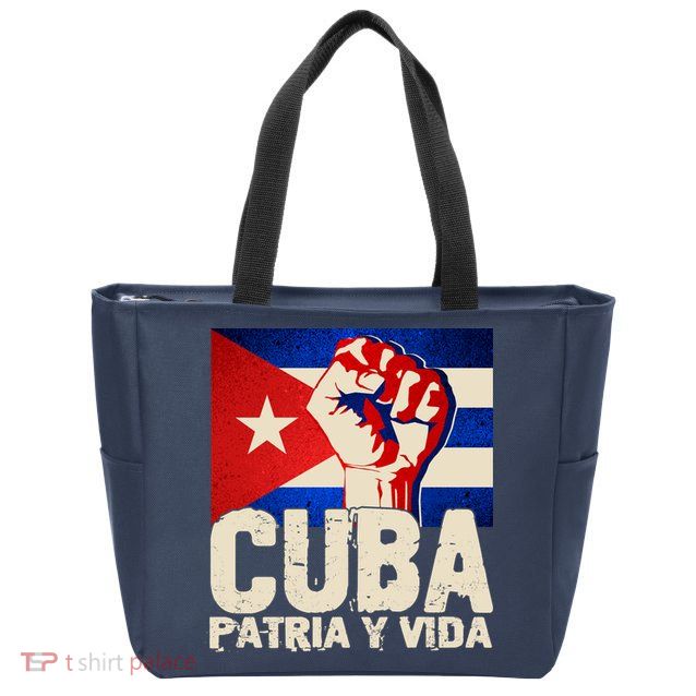 Cuba Patria Y Vida Cuban Flag Protest Fist Zip Tote Bag