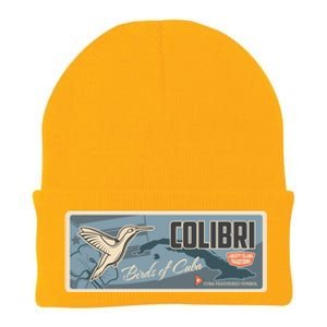 Cuba Travel Retro Banner Bird Watching Colibri Knit Cap Winter Beanie