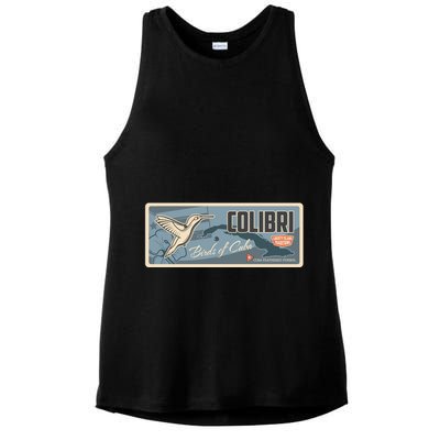 Cuba Travel Retro Banner Bird Watching Colibri Ladies PosiCharge Tri-Blend Wicking Tank