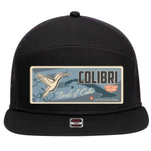 Cuba Travel Retro Banner Bird Watching Colibri 7 Panel Mesh Trucker Snapback Hat