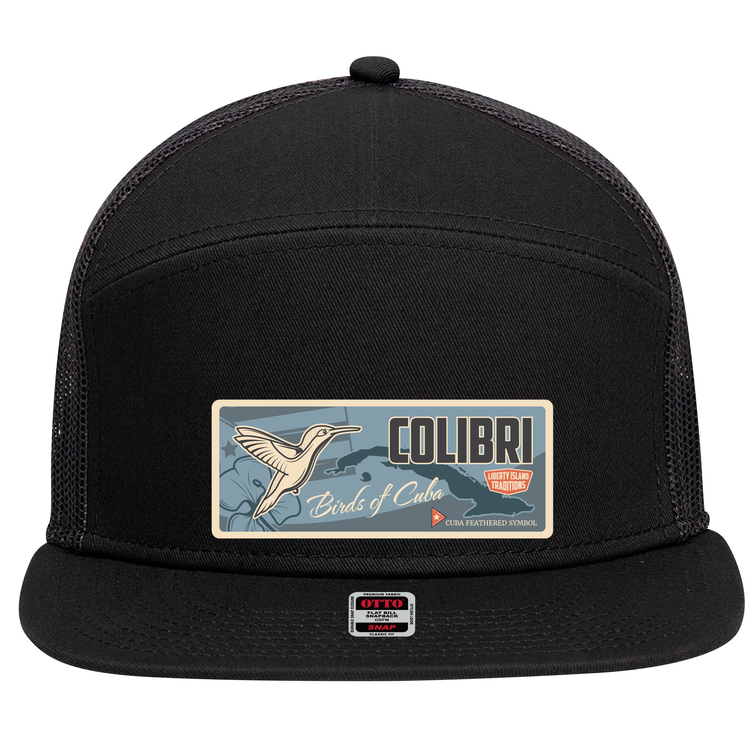 Cuba Travel Retro Banner Bird Watching Colibri 7 Panel Mesh Trucker Snapback Hat