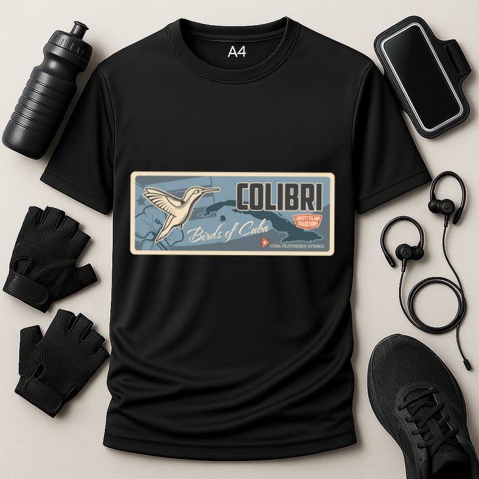 Cuba Travel Retro Banner Bird Watching Colibri Performance Shirt