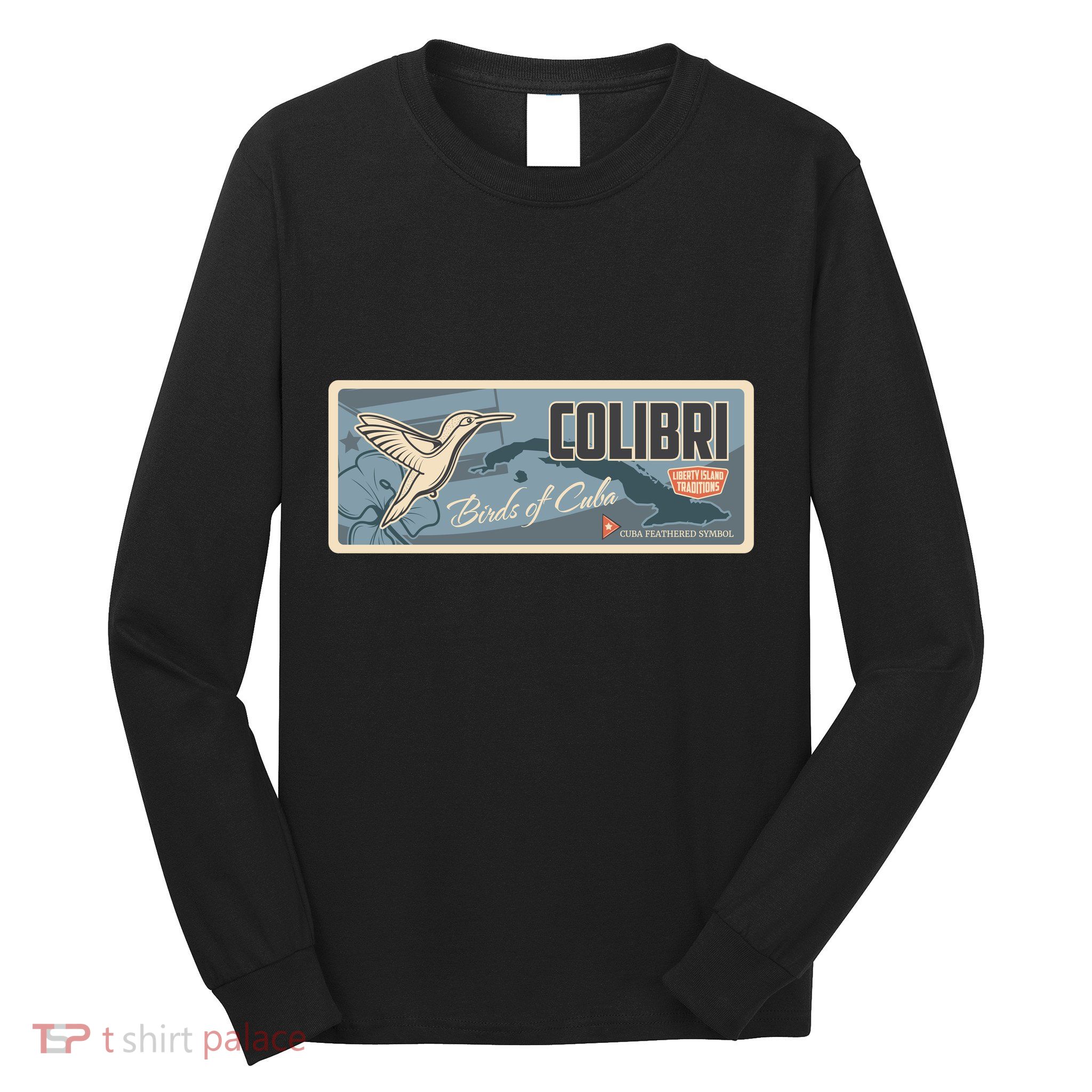 Cuba Travel Retro Banner Bird Watching Colibri Long Sleeve Shirt