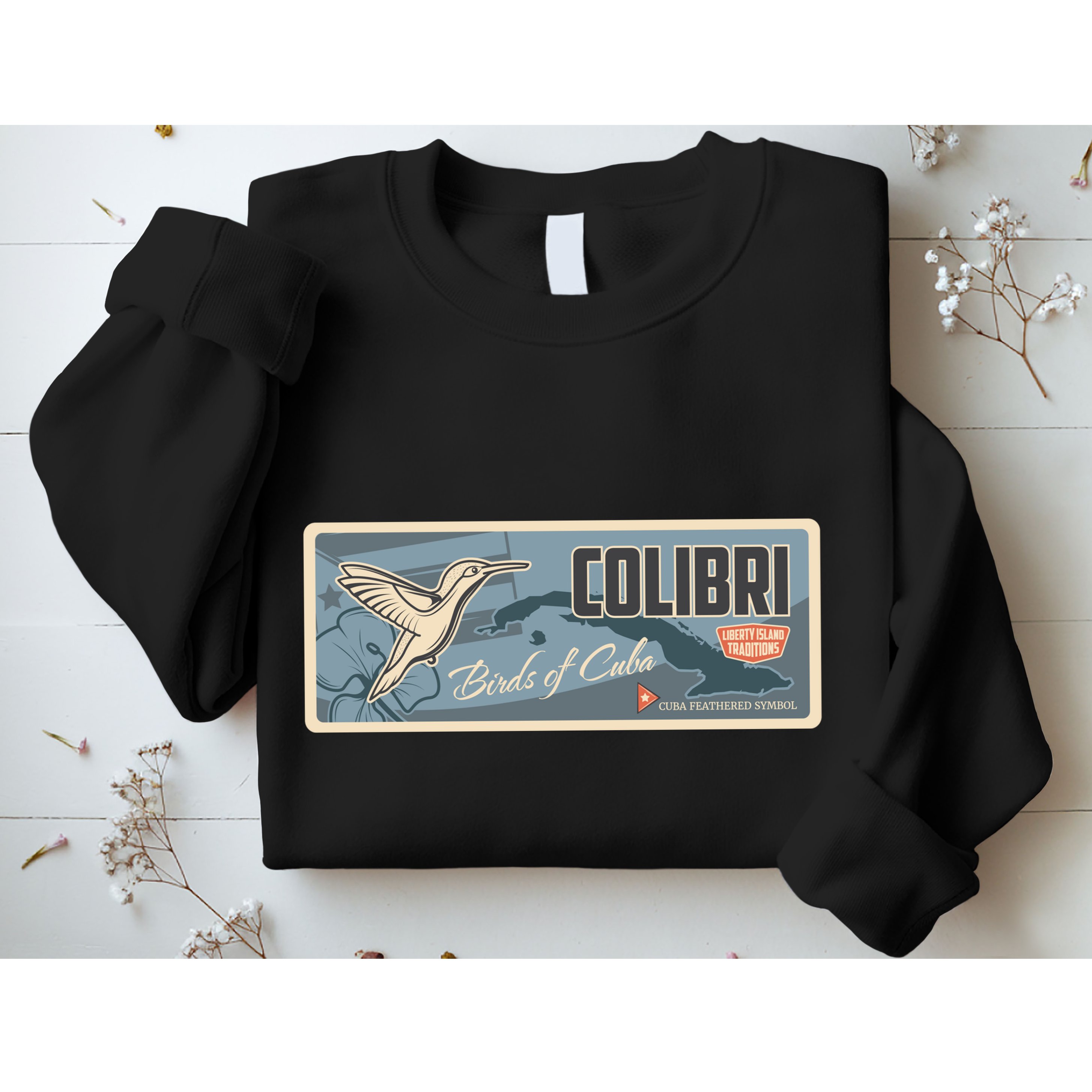 Cuba Travel Retro Banner Bird Watching Colibri Sweatshirt