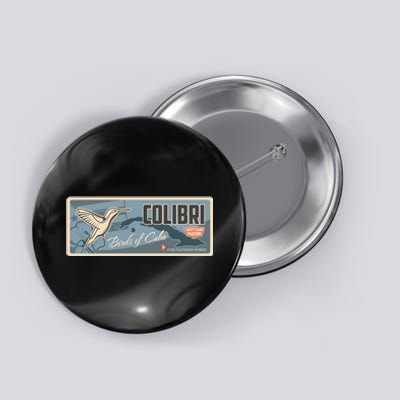 Cuba Travel Retro Banner Bird Watching Colibri Button