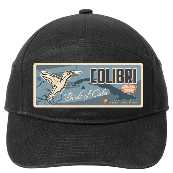 Cuba Travel Retro Banner Bird Watching Colibri 7-Panel Snapback Hat