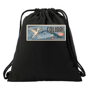 Cuba Travel Retro Banner Bird Watching Colibri Drawstring Bag