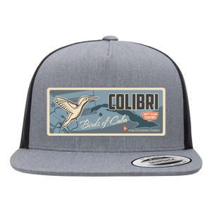 Cuba Travel Retro Banner Bird Watching Colibri Flat Bill Trucker Hat