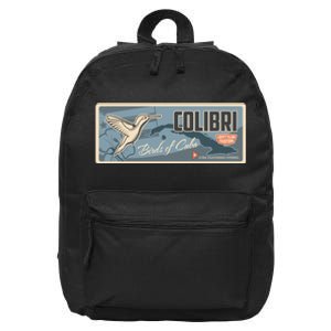 Cuba Travel Retro Banner Bird Watching Colibri 16 in Basic Backpack