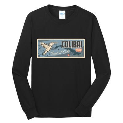 Cuba Travel Retro Banner Bird Watching Colibri Tall Long Sleeve T-Shirt