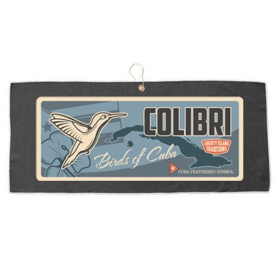 Cuba Travel Retro Banner Bird Watching Colibri Large Microfiber Waffle Golf Towel