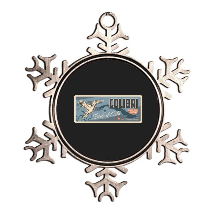 Cuba Travel Retro Banner Bird Watching Colibri Metallic Star Ornament