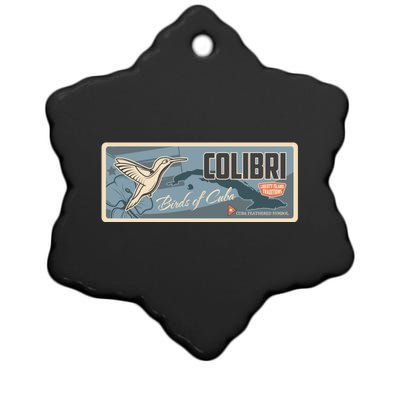 Cuba Travel Retro Banner Bird Watching Colibri Ceramic Star Ornament