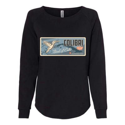 Cuba Travel Retro Banner Bird Watching Colibri Womens California Wash Sweatshirt