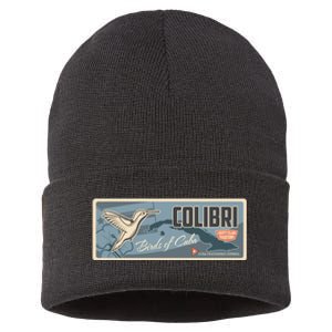 Cuba Travel Retro Banner Bird Watching Colibri Sustainable Knit Beanie