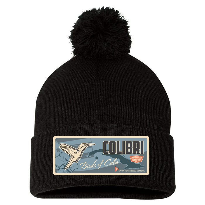 Cuba Travel Retro Banner Bird Watching Colibri Pom Pom 12in Knit Beanie