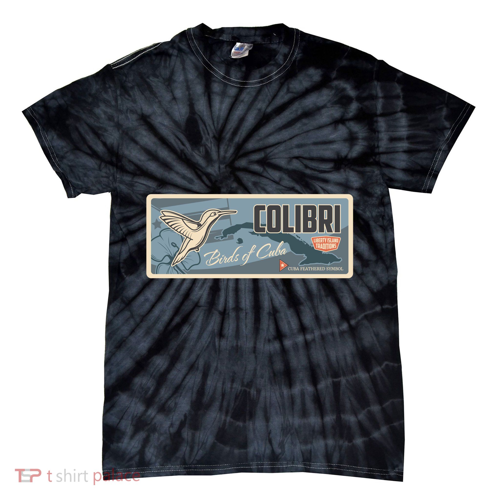 Cuba Travel Retro Banner Bird Watching Colibri Tie-Dye T-Shirt