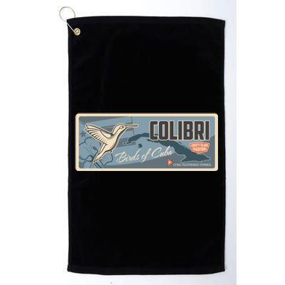 Cuba Travel Retro Banner Bird Watching Colibri Platinum Collection Golf Towel