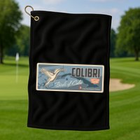 Cuba Travel Retro Banner Bird Watching Colibri Golf Towel