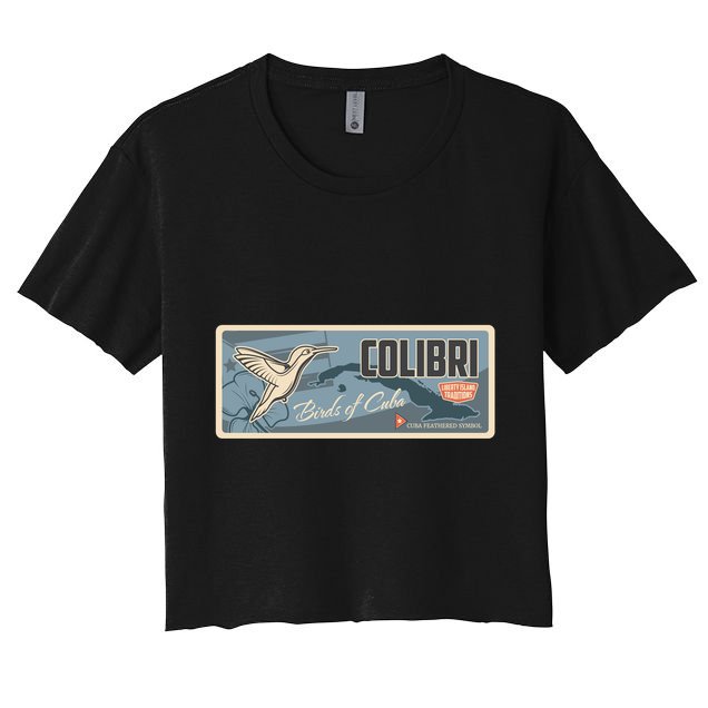 Cuba Travel Retro Banner Bird Watching Colibri Crop Top