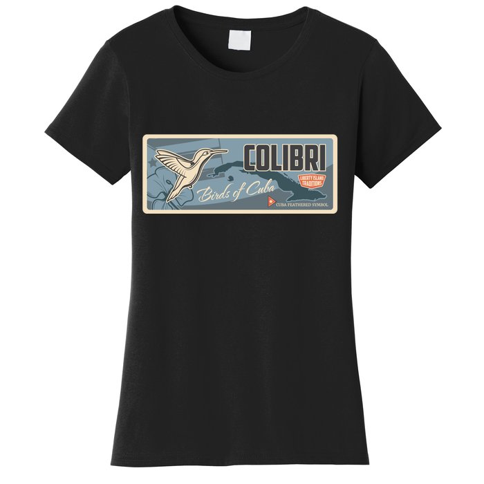 Cuba Travel Retro Banner Bird Watching Colibri Women's T-Shirt