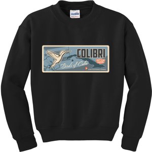 Cuba Travel Retro Banner Bird Watching Colibri Kids Sweatshirt