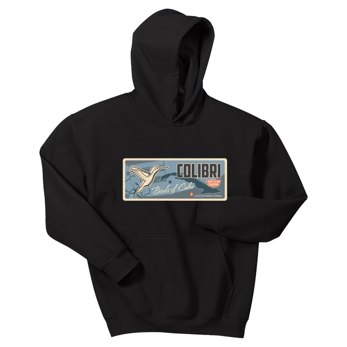 Cuba Travel Retro Banner Bird Watching Colibri Kids Hoodie