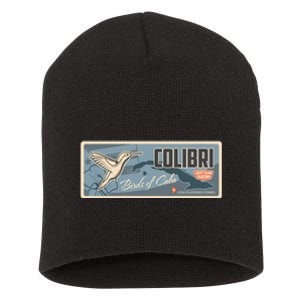 Cuba Travel Retro Banner Bird Watching Colibri Short Acrylic Beanie