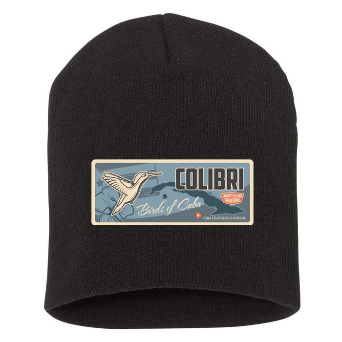 Cuba Travel Retro Banner Bird Watching Colibri Short Acrylic Beanie