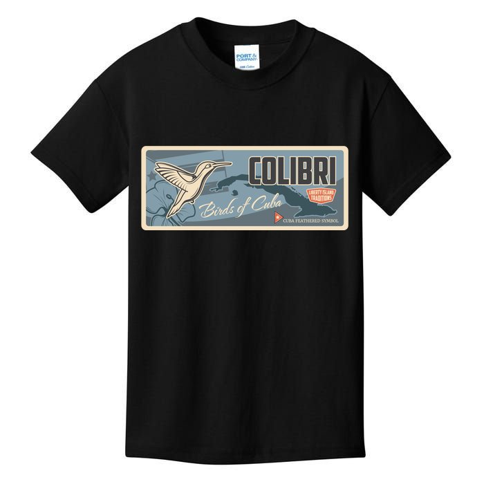 Cuba Travel Retro Banner Bird Watching Colibri Kids T-Shirt