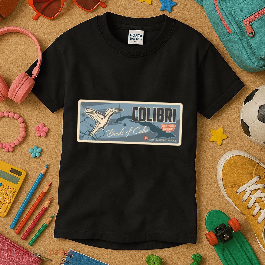 Cuba Travel Retro Banner Bird Watching Colibri Kids T-Shirt