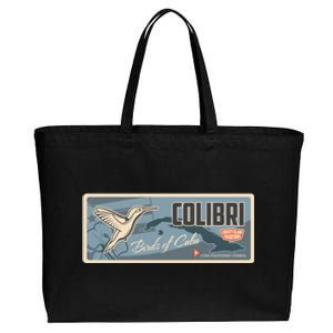 Cuba Travel Retro Banner Bird Watching Colibri Cotton Canvas Jumbo Tote