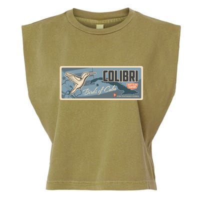 Cuba Travel Retro Banner Bird Watching Colibri Garment-Dyed Women's Muscle Tee