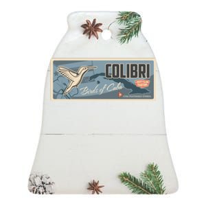 Cuba Travel Retro Banner Bird Watching Colibri Ceramic Bell Ornament