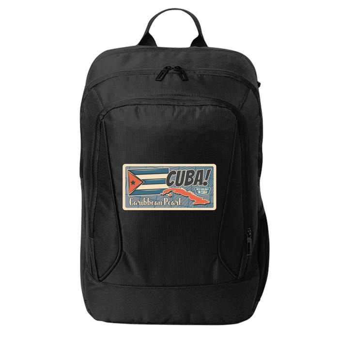 Cuba Travel Retro Banner Caribbean Pearl City Backpack