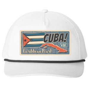 Cuba Travel Retro Banner Caribbean Pearl Snapback Five-Panel Rope Hat