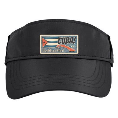 Cuba Travel Retro Banner Caribbean Pearl Adult Drive Performance Visor