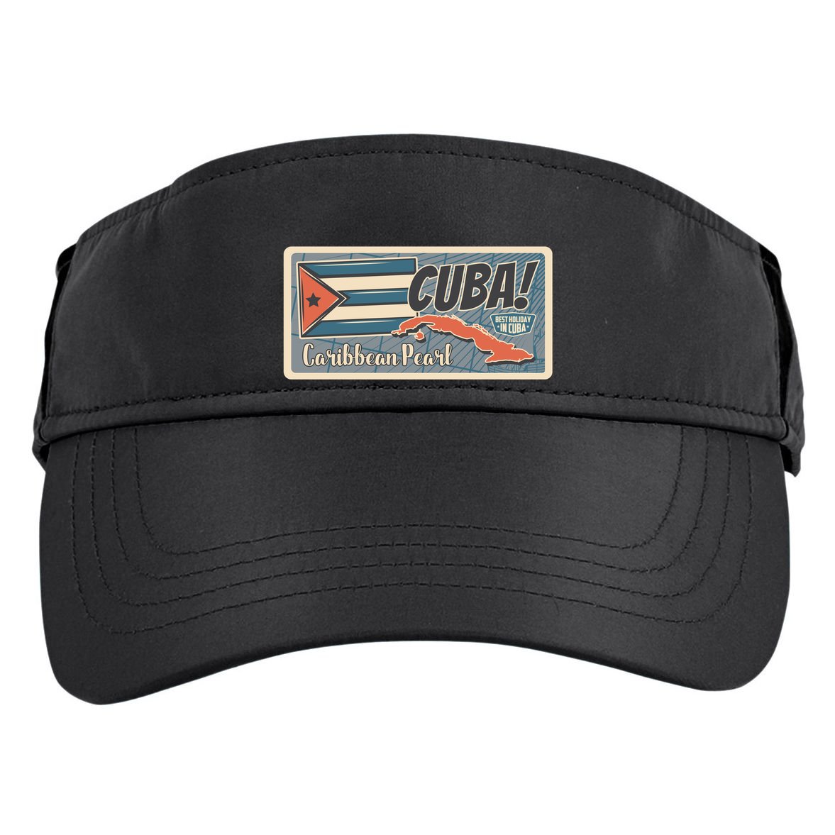 Cuba Travel Retro Banner Caribbean Pearl Adult Drive Performance Visor