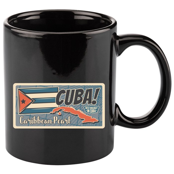 Cuba Travel Retro Banner Caribbean Pearl 11oz C Handle Ceramic Mug