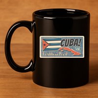 Cuba Travel Retro Banner Caribbean Pearl 11oz C Handle Ceramic Mug