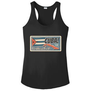 Cuba Travel Retro Banner Caribbean Pearl Ladies PosiCharge Competitor Racerback Tank