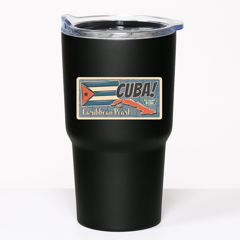 Cuba Travel Retro Banner Caribbean Pearl Tumbler