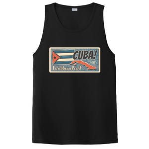 Cuba Travel Retro Banner Caribbean Pearl PosiCharge Competitor Tank