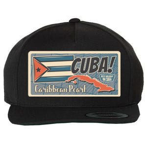 Cuba Travel Retro Banner Caribbean Pearl Wool Snapback Cap