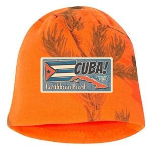 Cuba Travel Retro Banner Caribbean Pearl Kati - Camo Knit Beanie