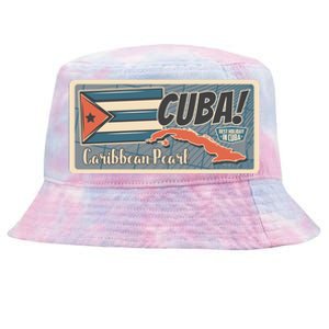 Cuba Travel Retro Banner Caribbean Pearl Tie-Dyed Bucket Hat