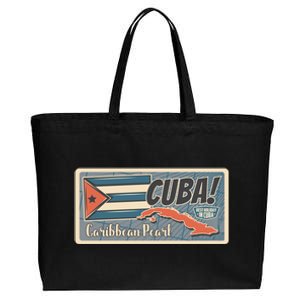 Cuba Travel Retro Banner Caribbean Pearl Cotton Canvas Jumbo Tote